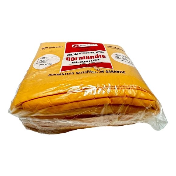 Kmart Bed Blanket Orange Polyester Large Twin 70 x 86 in Vintage 1970s Brand New - Picture 4 of 5